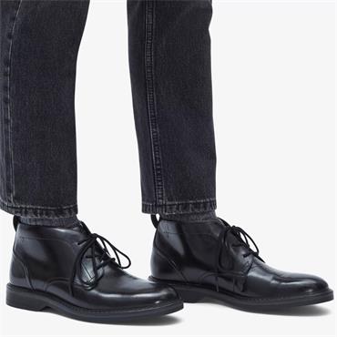 CLARKS MENS LACE ANKLE BOOT - BLACK LEATHER